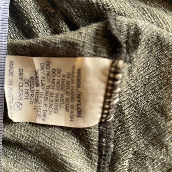 Baby Doll Army Green Light Weight Woll Swing Dress - Picture 11 of 11